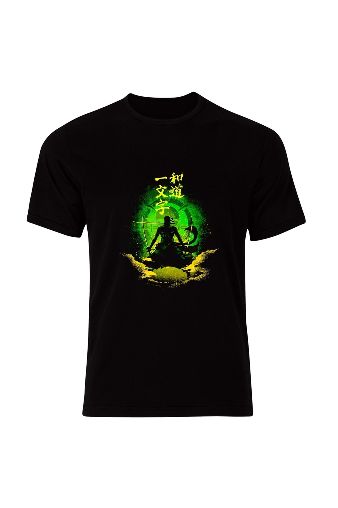 One Piece Zoro Karakterli Anime baskılı siyah tişört