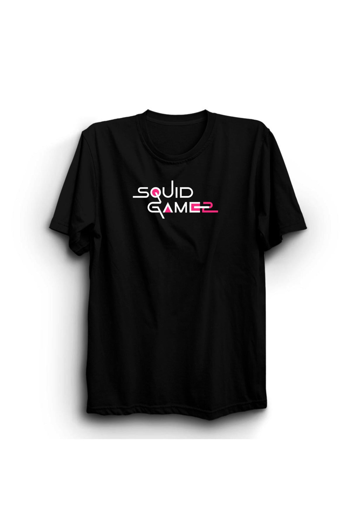 Squid Game Baskılı, Unisex, Siyah %100 Pamuk T-shirt
