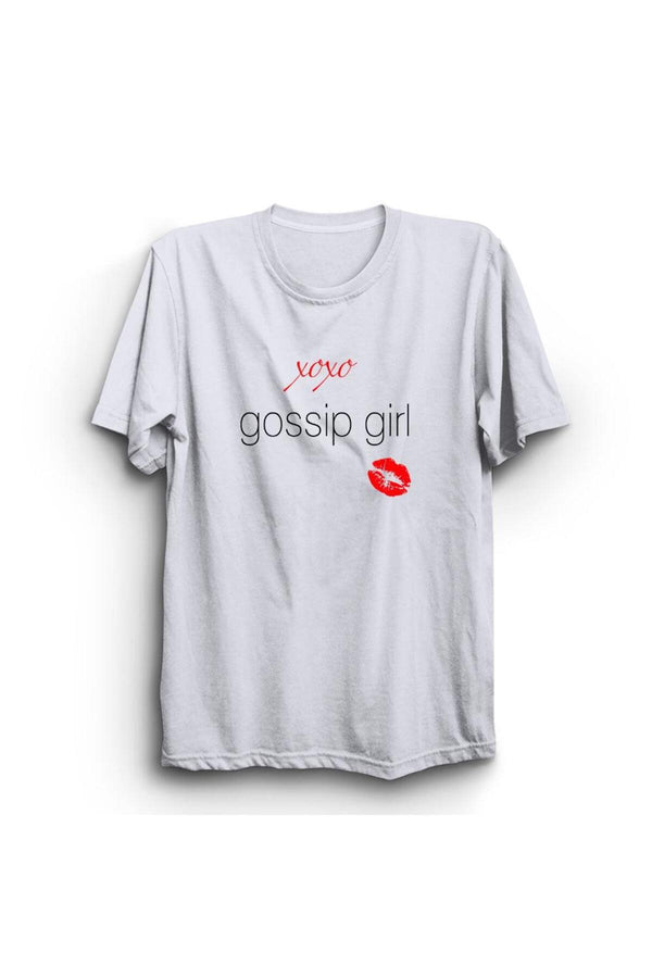 Gossip Girl baskılı beyaz tişört