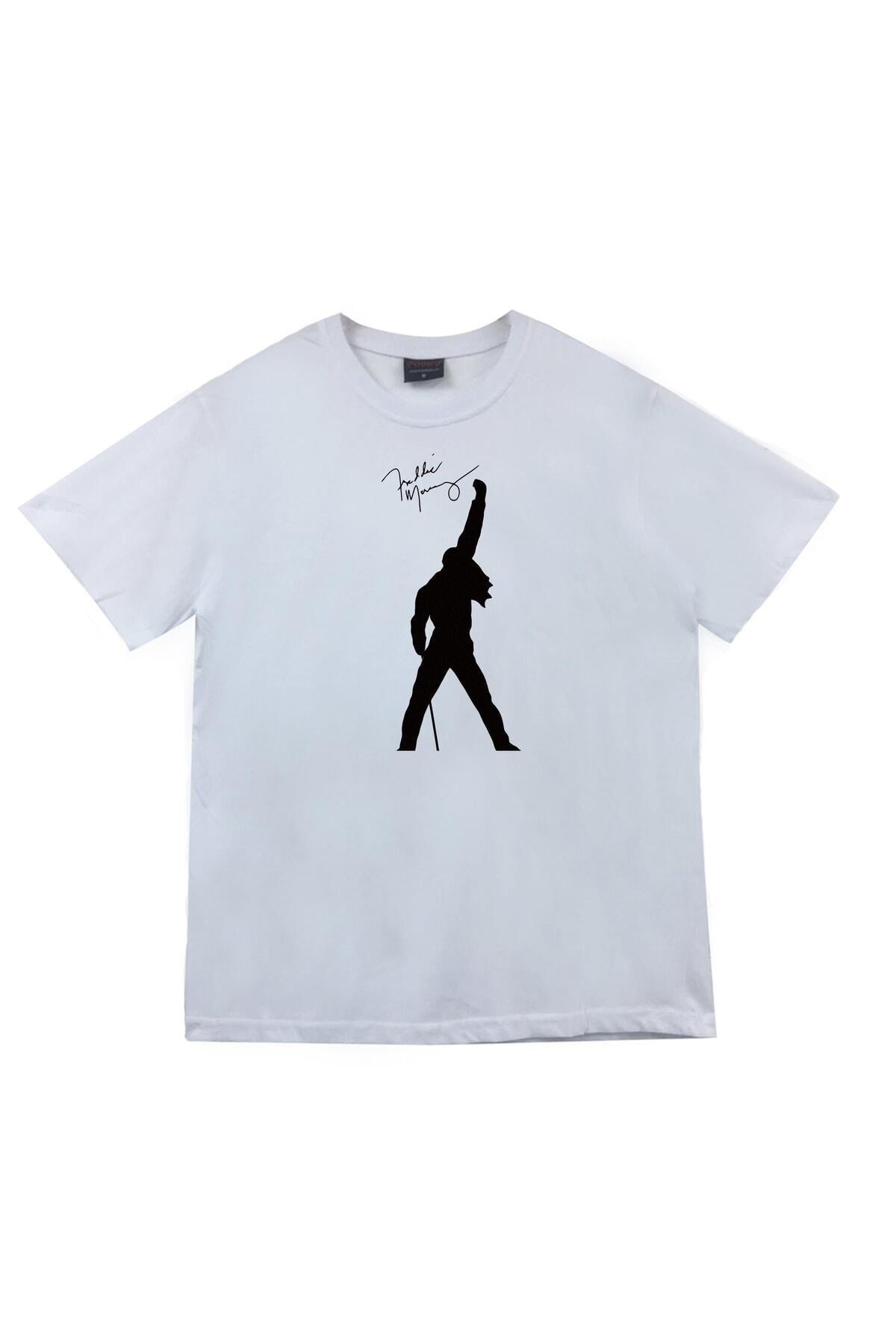 Queen Baskılı Unisex %100 Pamuk Beyaz T-shirt