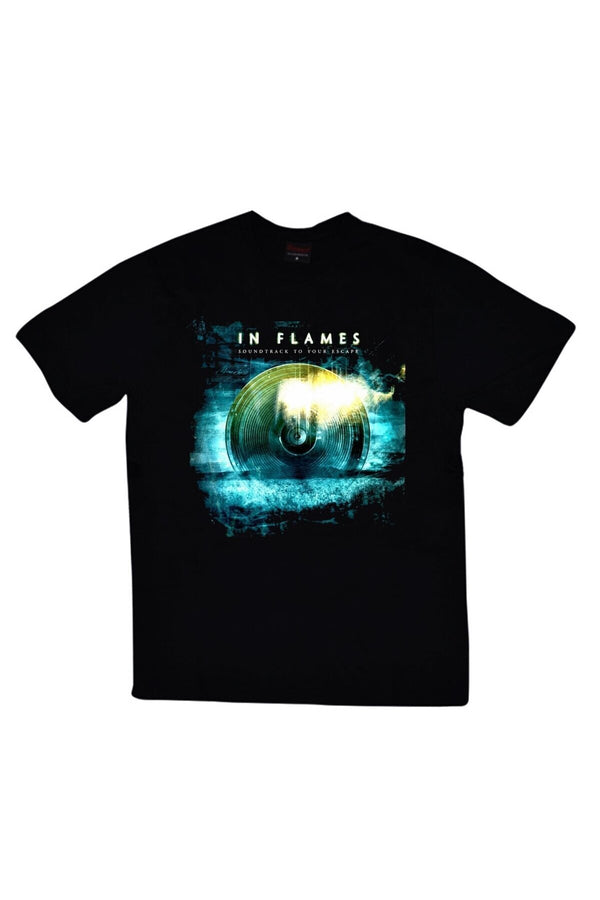 In Flames baskılı siyah tişört