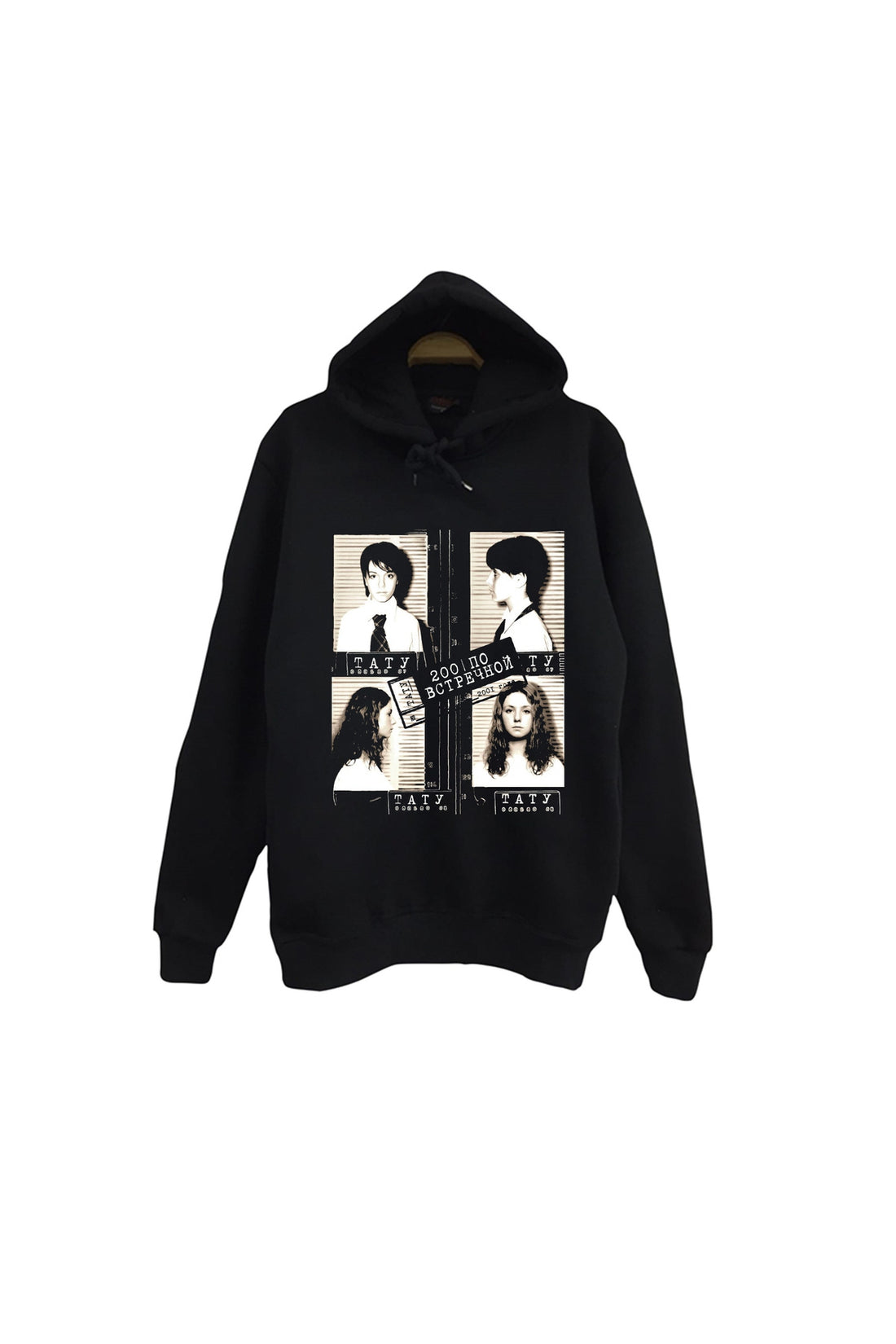 T.A.T.u. - Müzik Grubu Baskılı Unisex %100 Pamuk Kapüşonlu Sweatshirt – Siyah