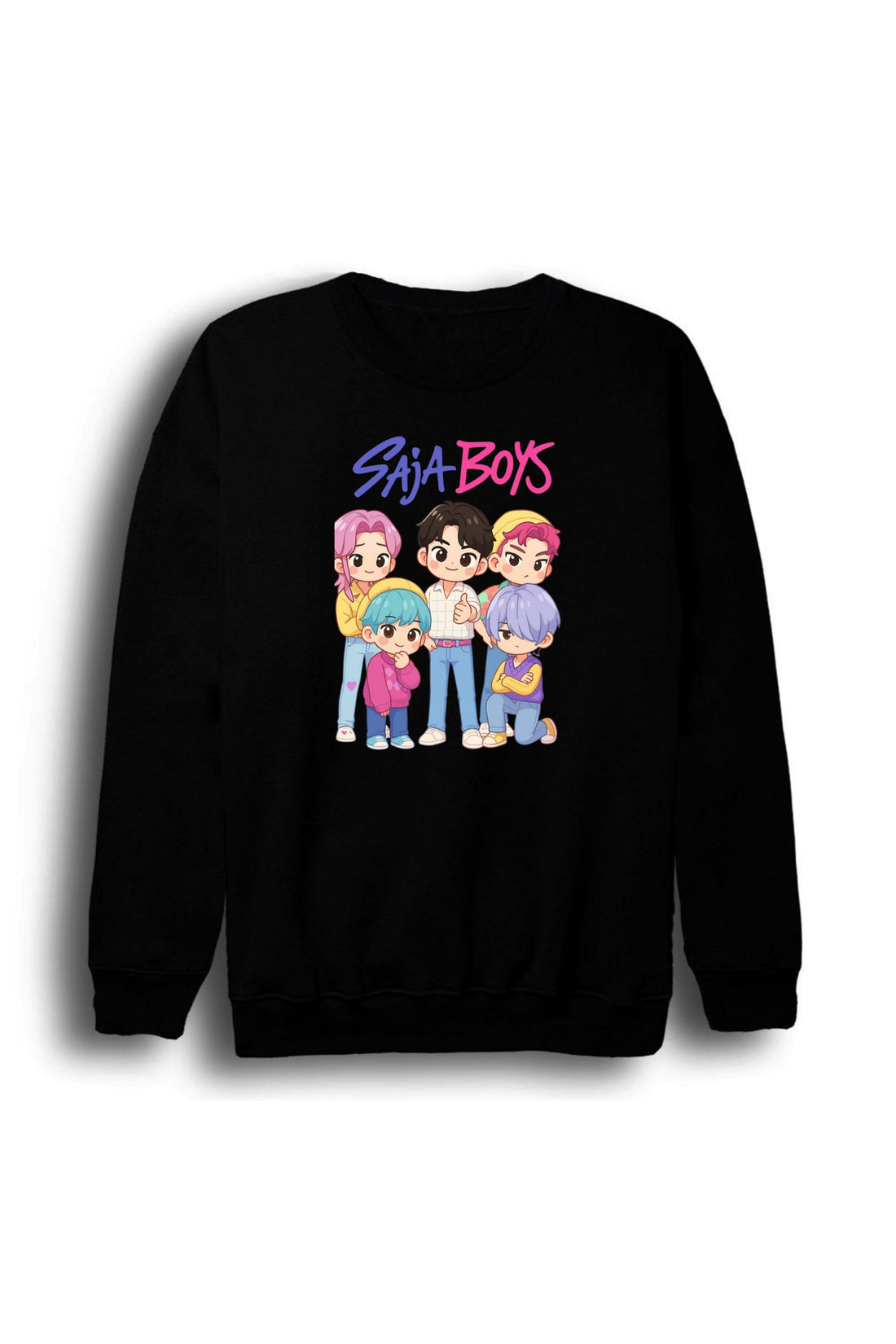 K-Pop Demon Hunters - Saja Boys Baby Saja baskılı siyah sweatshirt