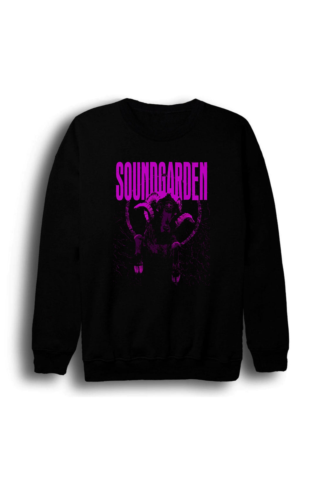 Soundgarden - Müzik Grubu Mor wordmark baskılı siyah sweatshirt