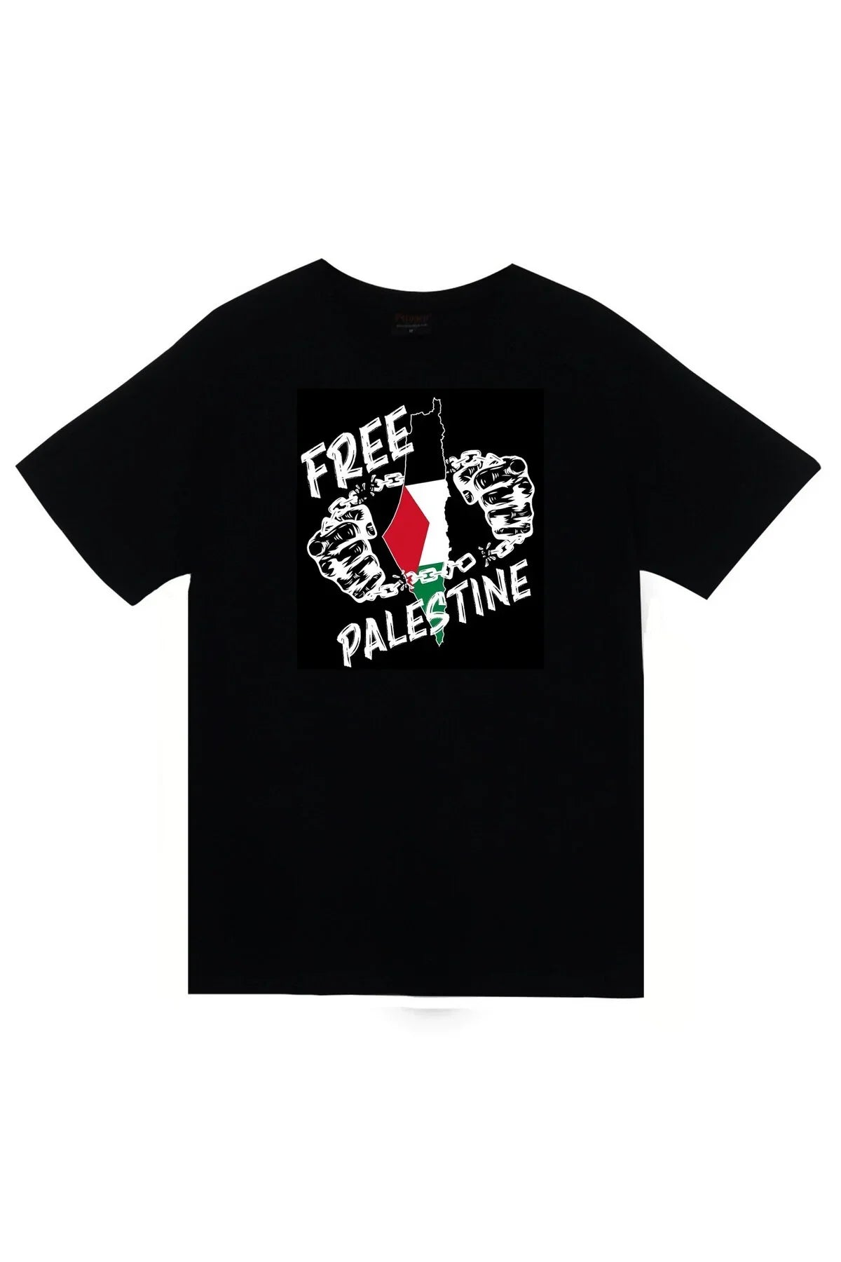 Özgür Filistin Baskılı Unisex %100 Pamuk Siyah T-shirt