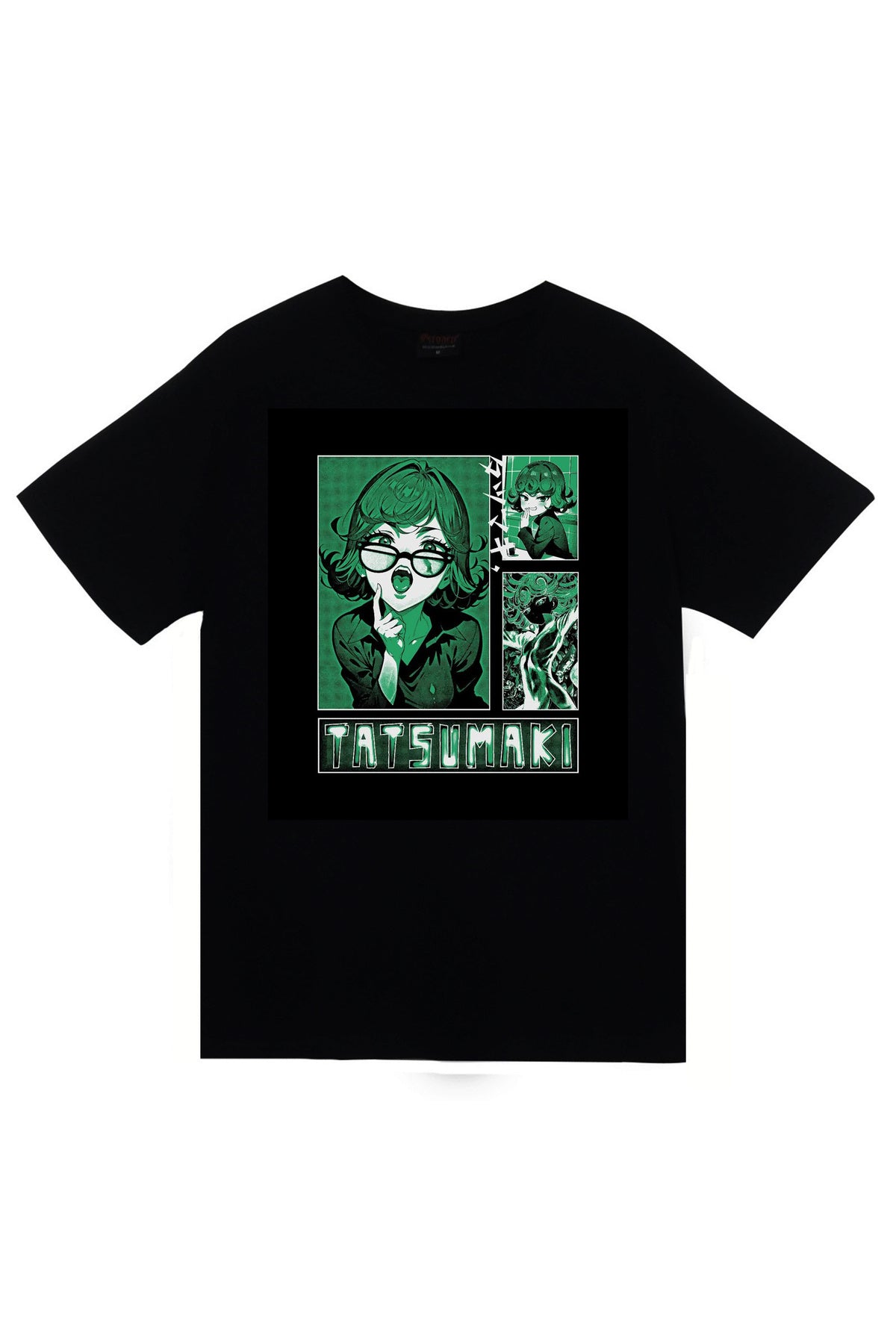 One Punch Man Tatsumaki Anime Baskılı Unisex %100 Pamuk Siyah T-shirt