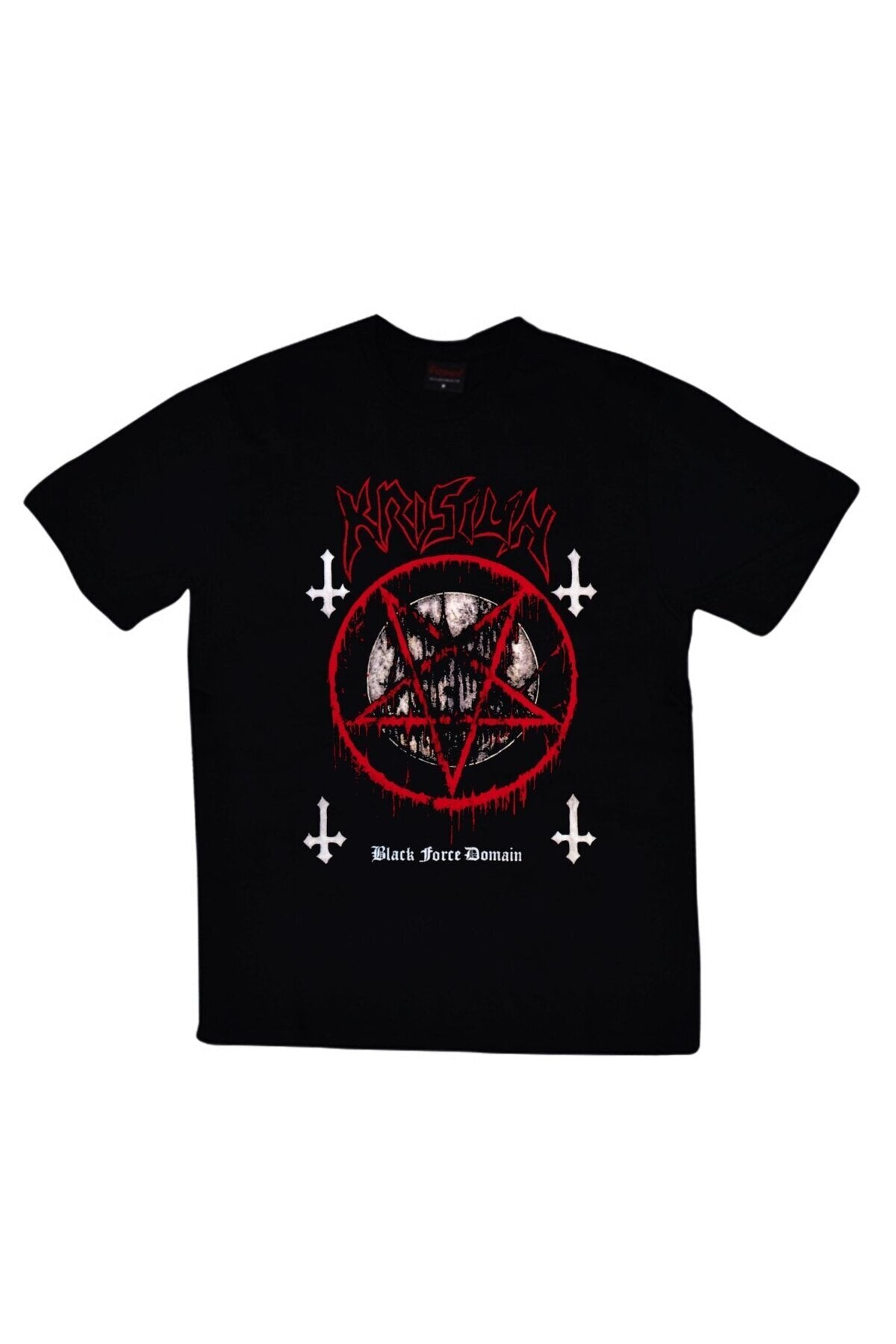 Krisiun Baskılı Unisex %100 Pamuk Siyah T-shirt