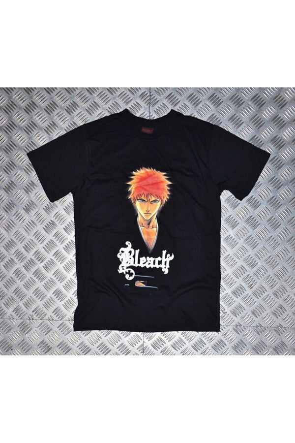 Siyah Bleach baskılı siyah tişört