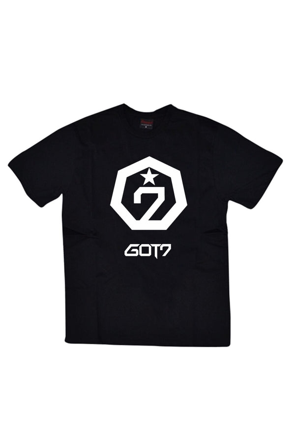 Unisex Siyah Got7 Logo baskılı siyah tişört