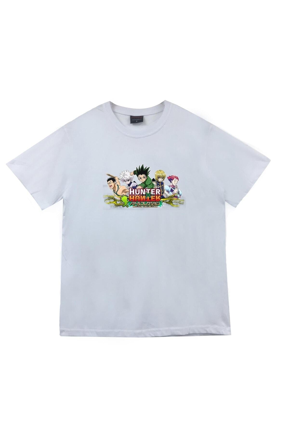 Hunter Anime Baskılı Unisex %100 Pamuk Beyaz T-shirt