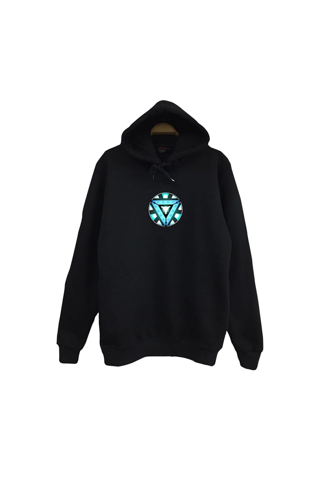 Reaktör - Güç Kaynağı baskılı siyah kapüşonlu sweatshirt