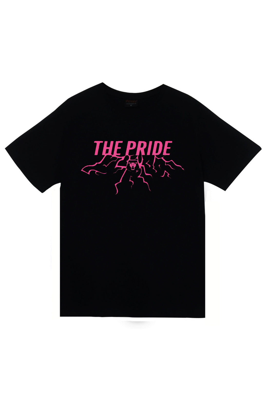 K-Pop Demon Hunters & Saja Boys The Pride Pembe şimşek baskılı siyah tişört