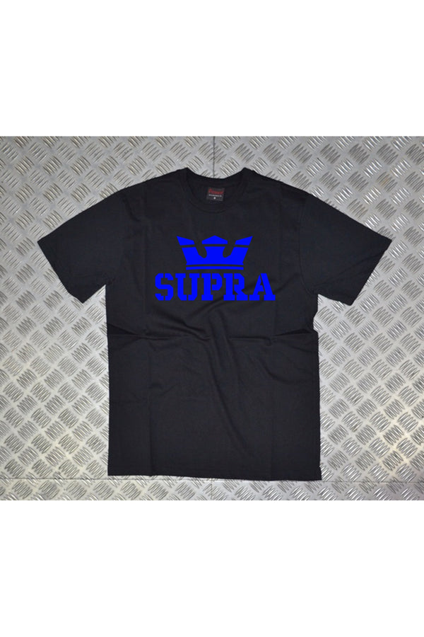 Supra Baskılı Unisex %100 Pamuk Tişört – Siyah