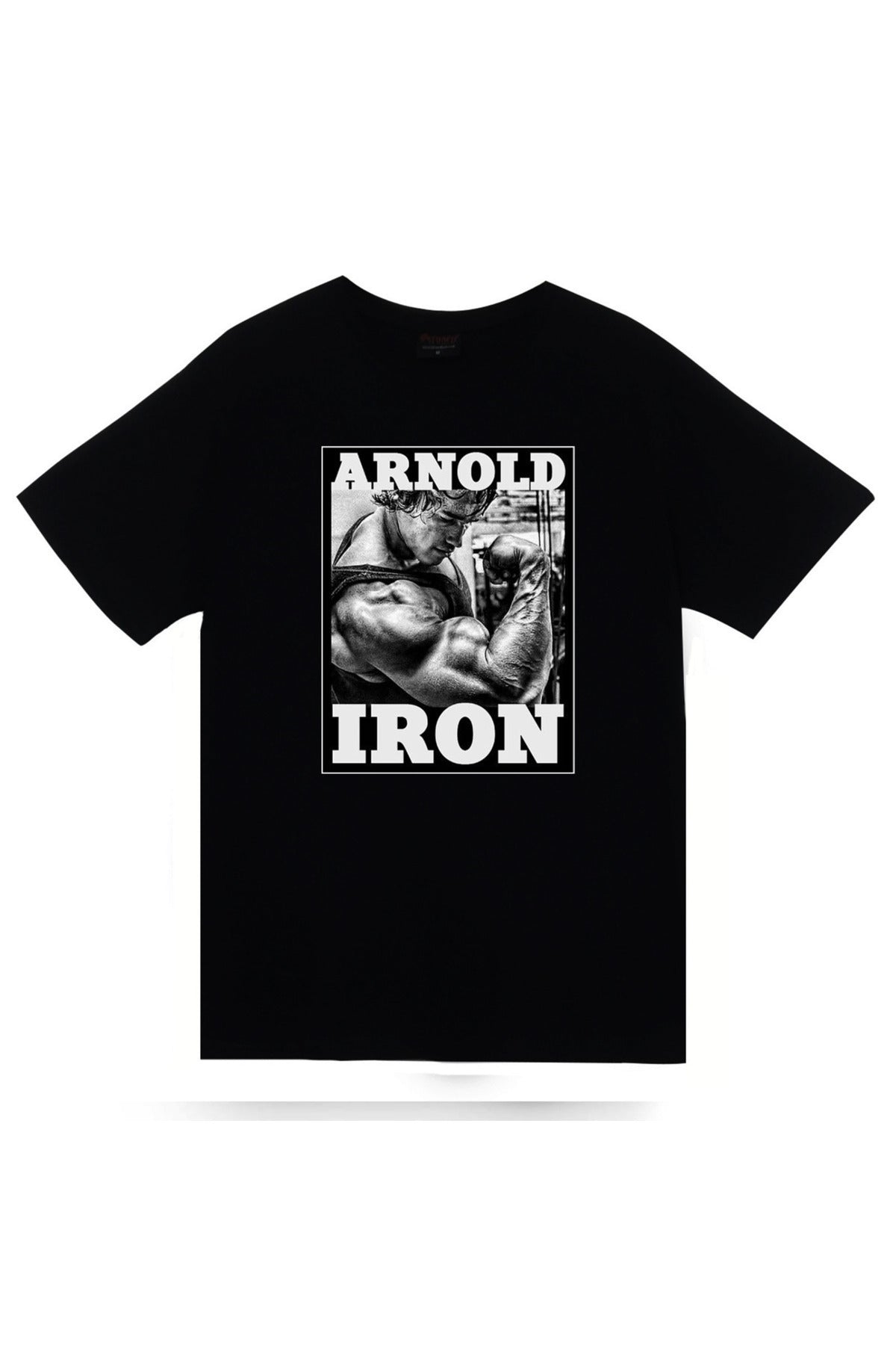 Gym, Fitness, Vucüt Geliştirme, Arnold Schwarzenegger Baskılı Unisex %100 Pamuk Siyah T-shirt