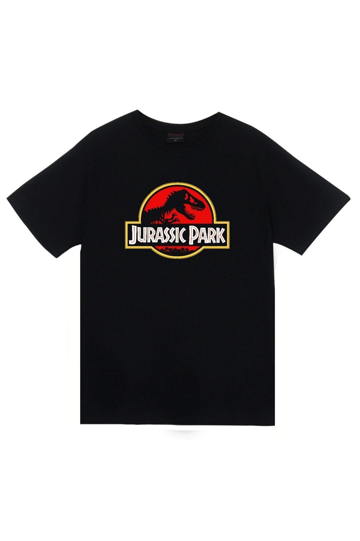 Unisex Siyah Jurassic Park Baskılı T-shirt