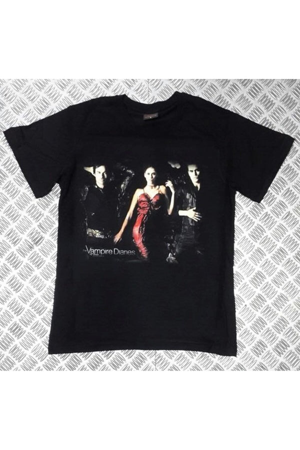 The Vampire Diaries Poster baskılı siyah tişört
