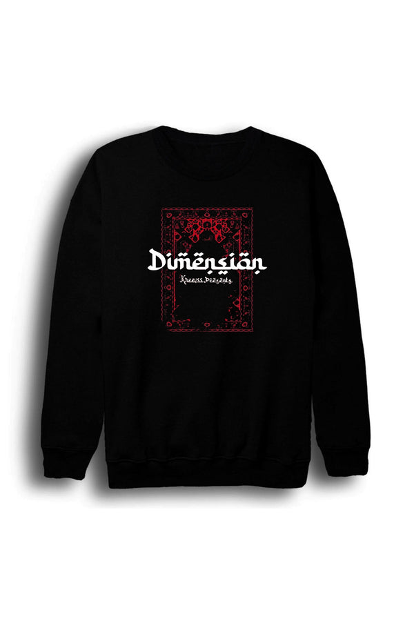 Dimension - Halı - Motif Kırmızı süslü baskılı siyah sweatshirt