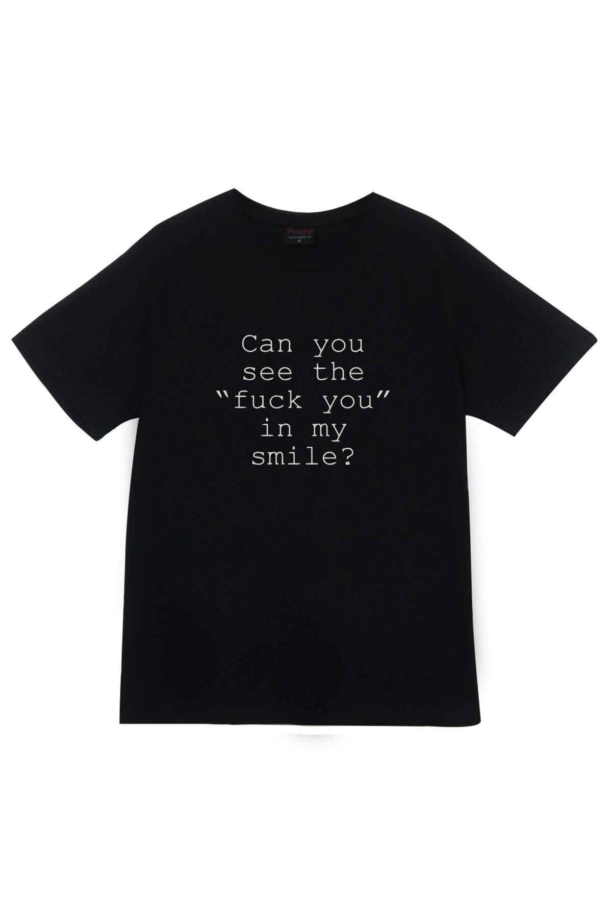 Unisex Siyah Can You See Baskılı T-Shirt
