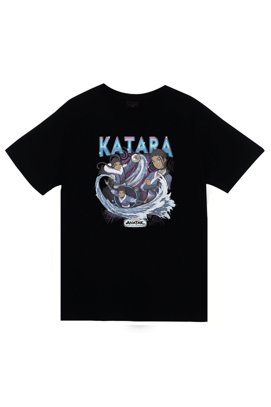 Avatar The Last Airbender Katapa Katara su bükme baskılı siyah tişört