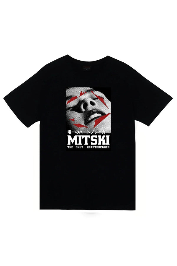 Mitski Poster baskılı siyah tişört