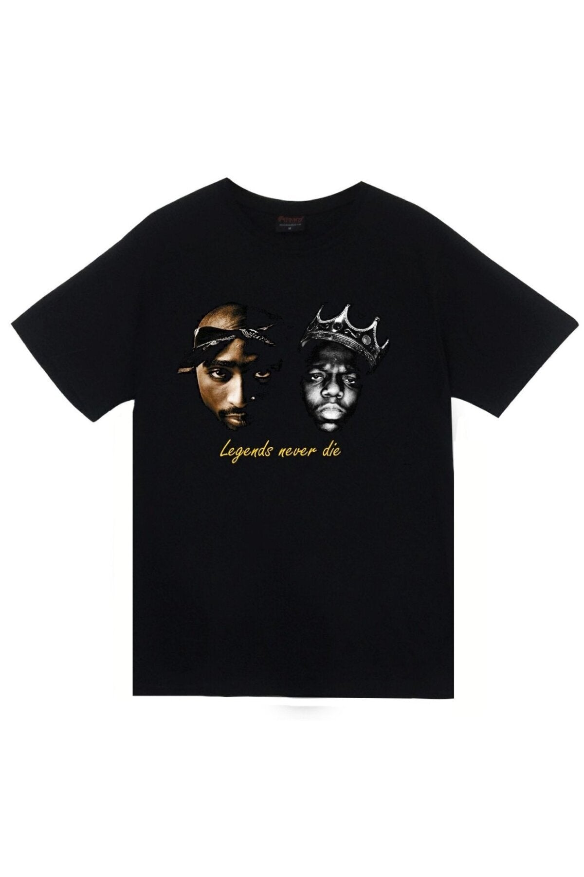 Tupac Shakur Biggie Baskılı Unisex Siyah %100 Pamuk T-shirt