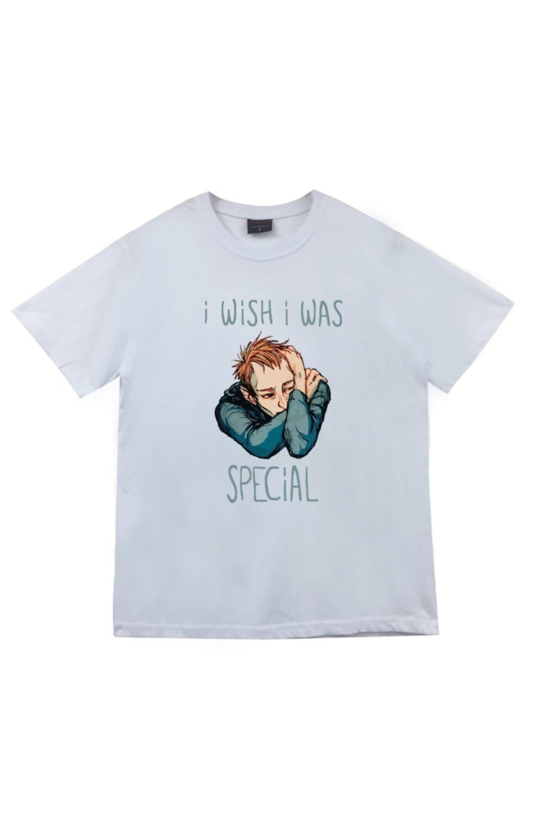 Unisex Beyaz Radiohead Çizgi roman tarzı üzgün baskılı beyaz tişört