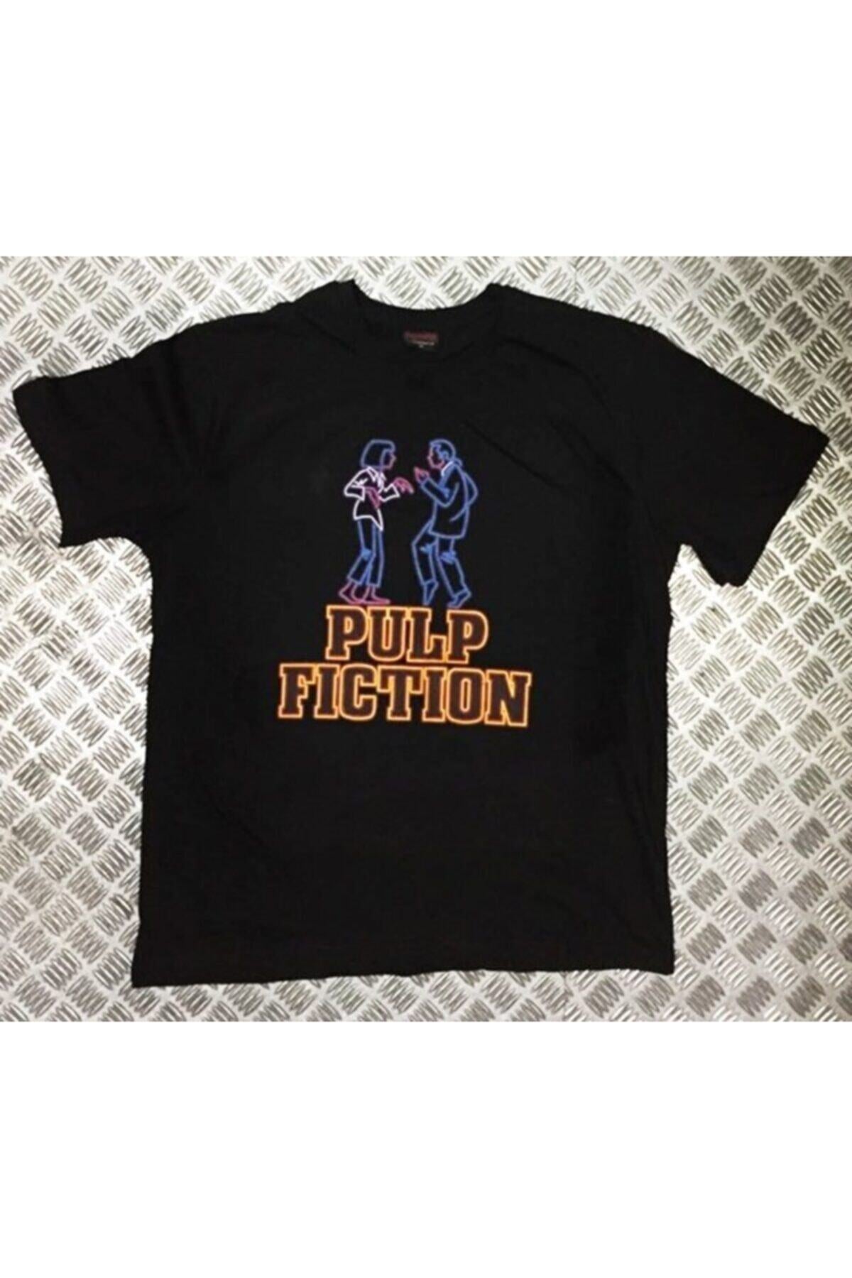 Unisex Siyah Pulp Fıctıon Baskılı T-shirt