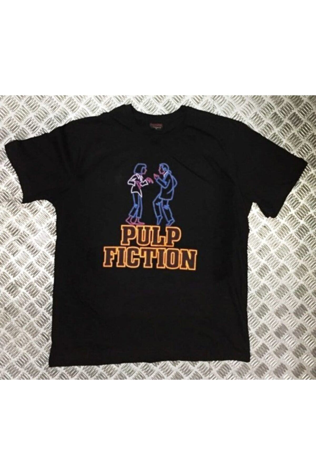 Unisex Siyah Pulp Fıctıon baskılı siyah tişört