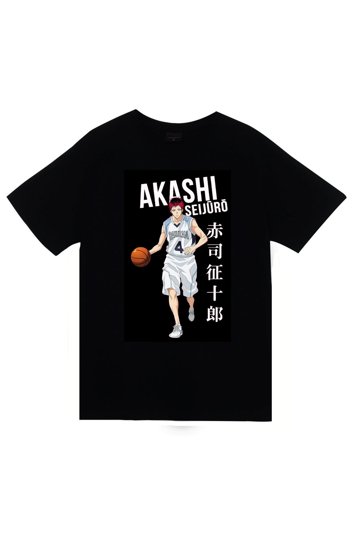 Kuroko's Basketball Anime Baskılı Unisex %100 Pamuk Siyah T-shirt