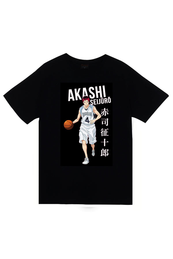 Kuroko's Basketball Anime Akashi baskılı siyah tişört