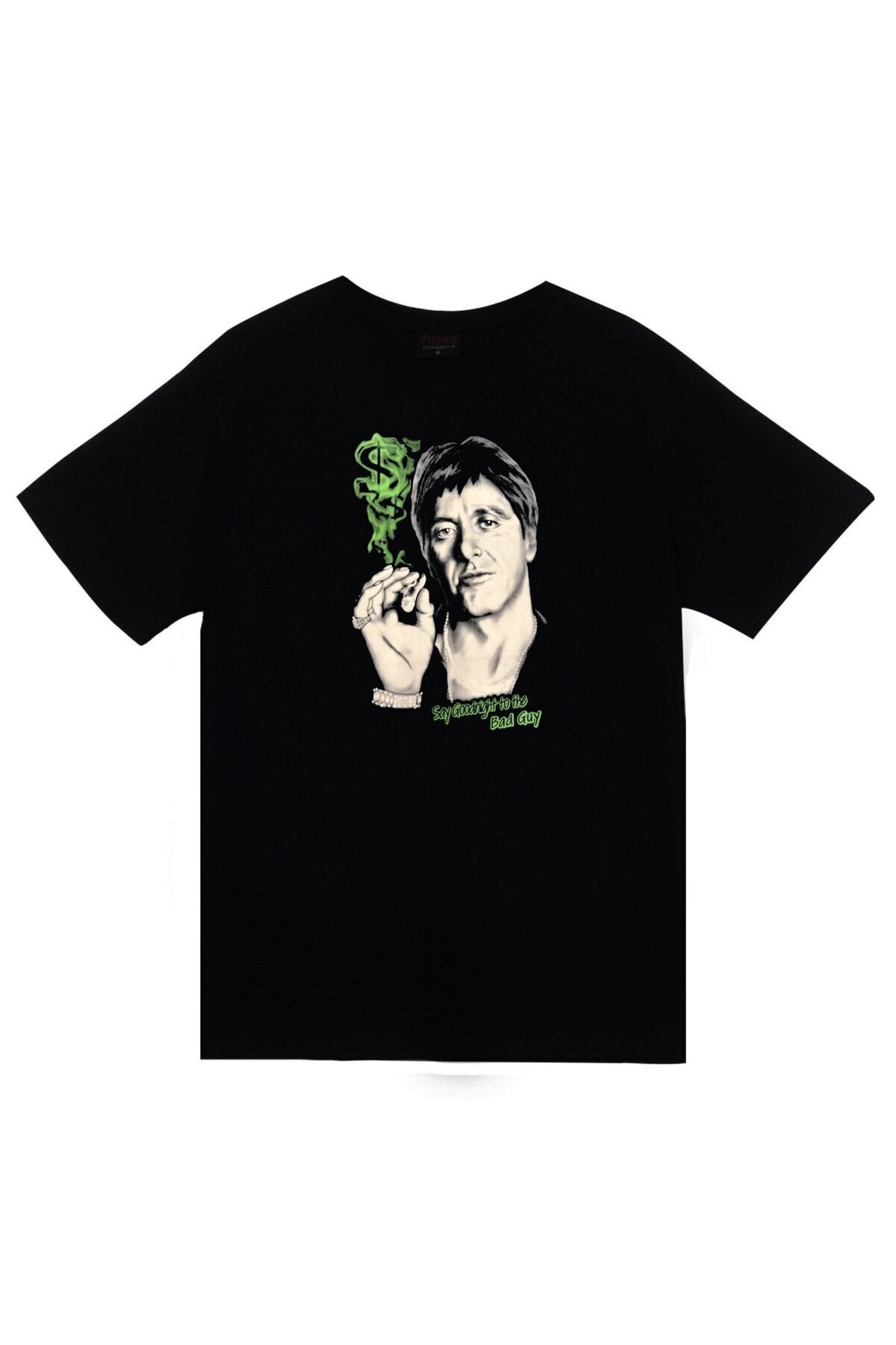 Tony Montana Baskılı Unisex %100 Siyah Pamuk T-shirt