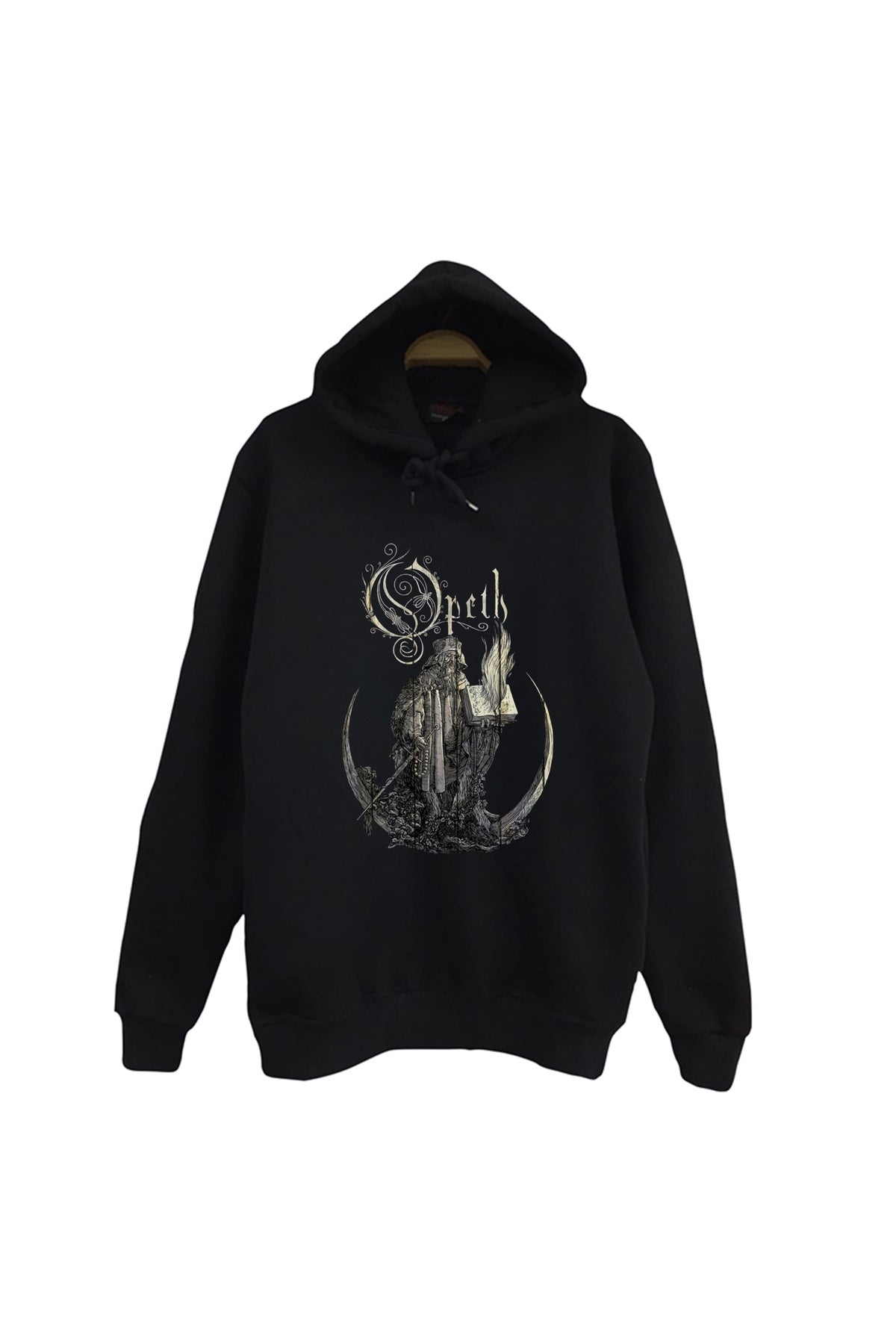 Faith Opeth Müzik Grubu Baskılı Unisex %100 Pamuk Kapüşonlu Siyah Sweatshirt