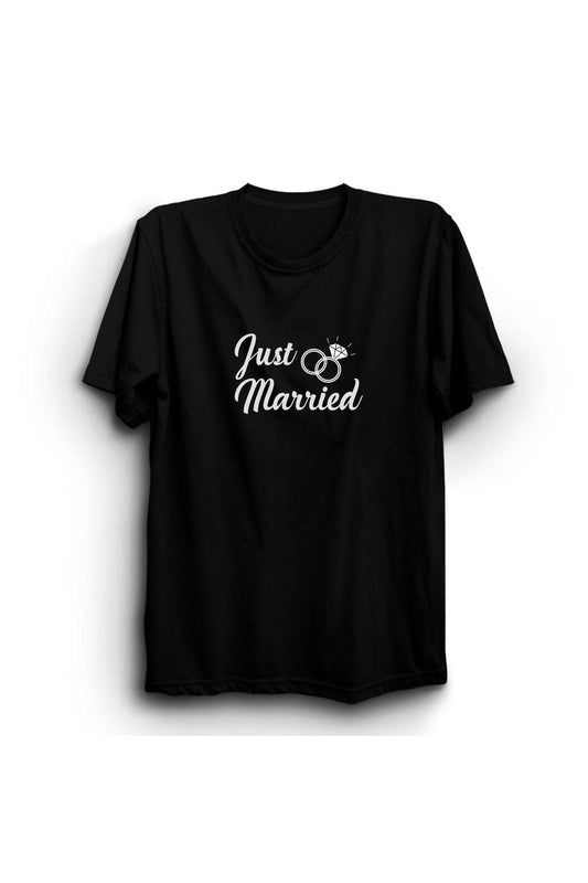 Just Married Evlendik Baskılı Tshirt