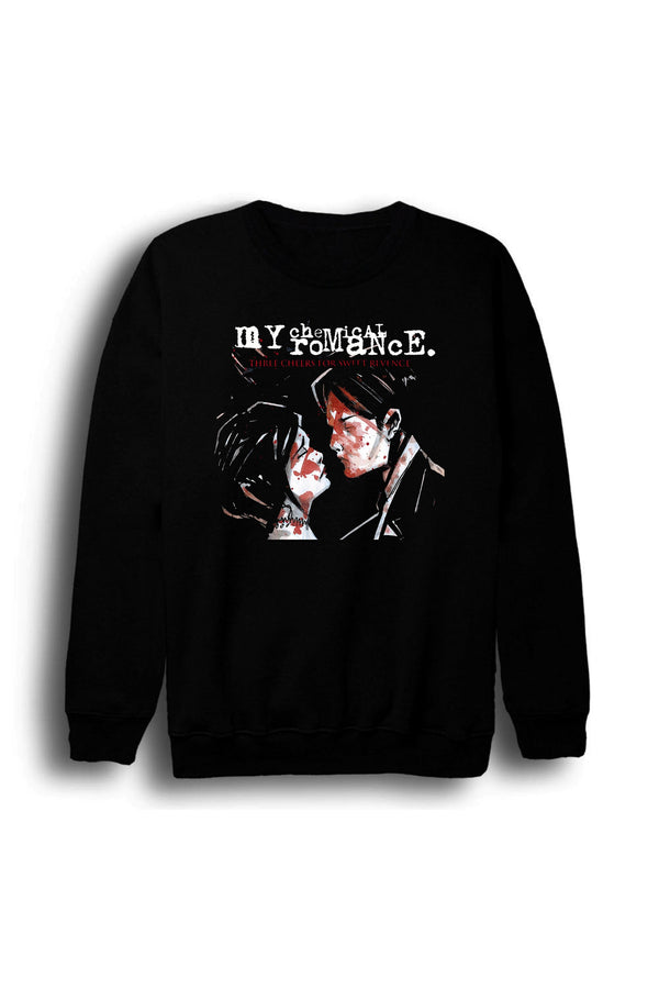 My Chemical Romance Ikili portre albüm baskılı siyah sweatshirt