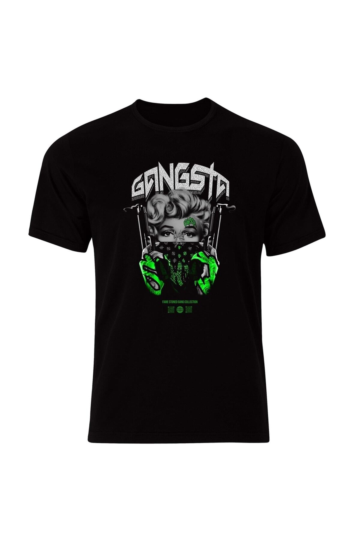 Marilyn Monroe Baskılı Tişört ( Fame Stoned Gang Collection New Season %100 Pamuk Siyah T-shirt )