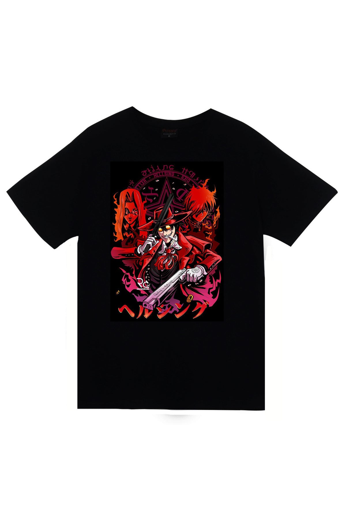 Helsing Anime Baskılı Unisex %100 Pamuk Siyah T-shirt