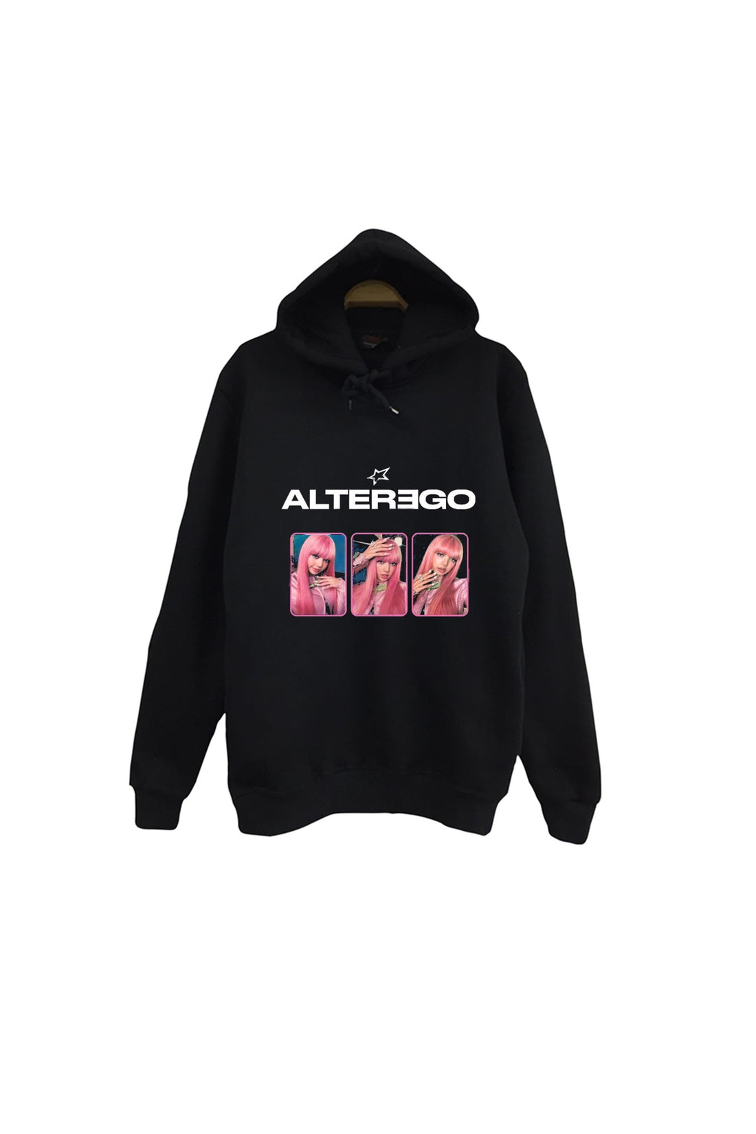 La Lisa - Lisa - BLACKPINK - K-Pop - Alter Ego K-Pop - - Üç baskılı siyah kapüşonlu sweatshirt