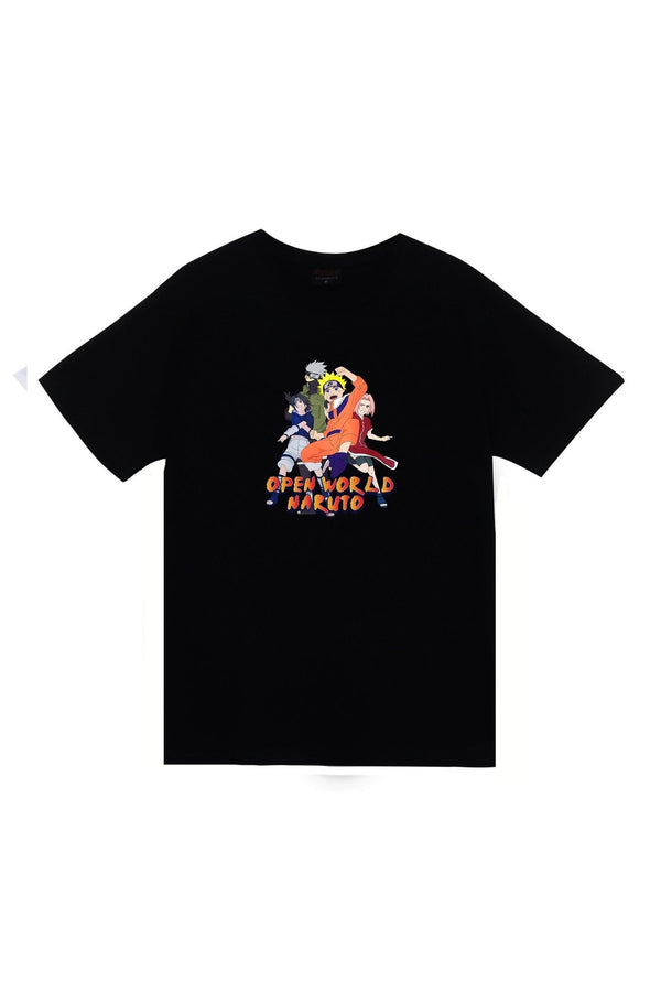 Naruto Anime baskılı siyah tişört