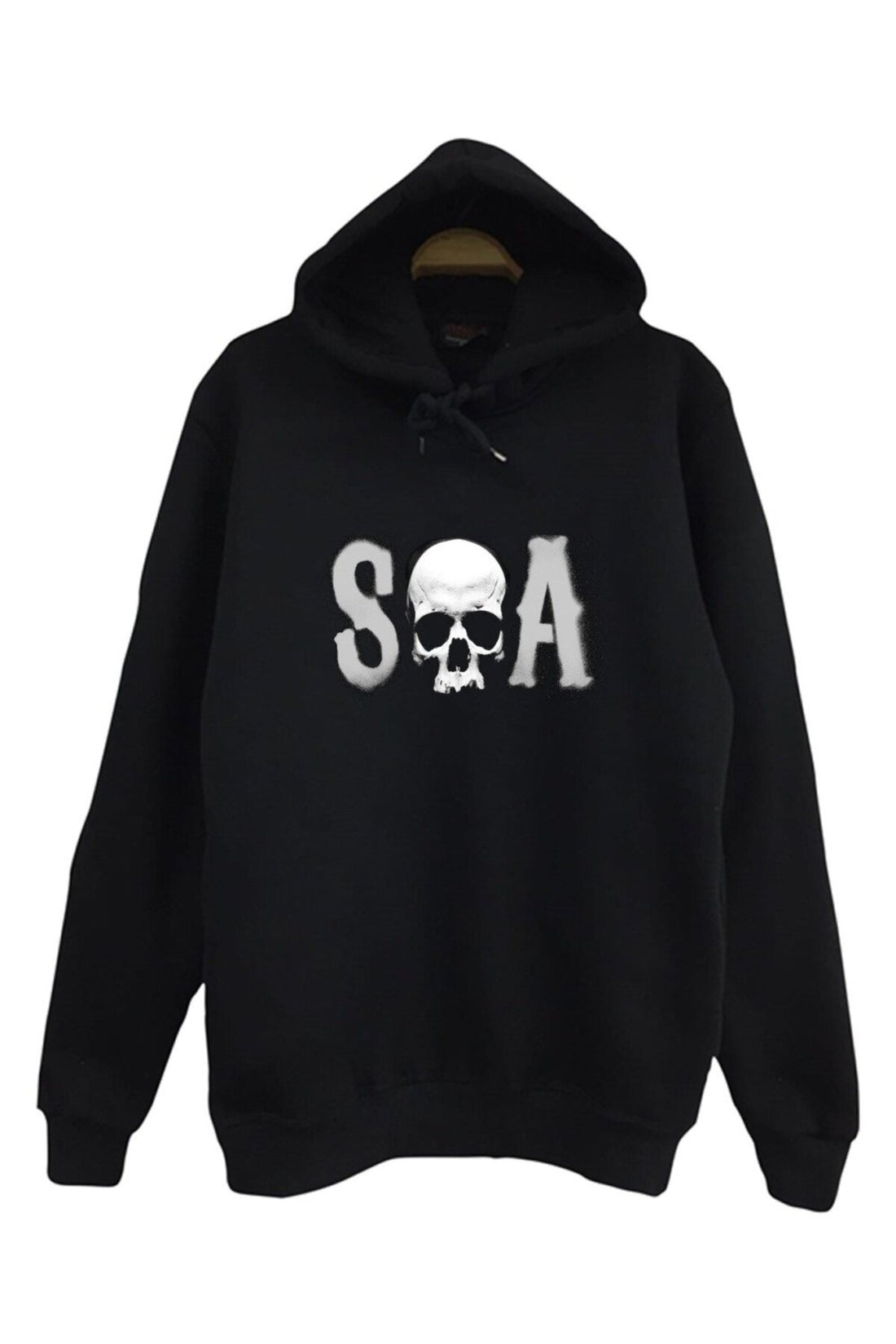 Sons Of Anarchy Baskılı Unisex %100 Pamuk Kapüşonlu Sweatshirt – Siyah