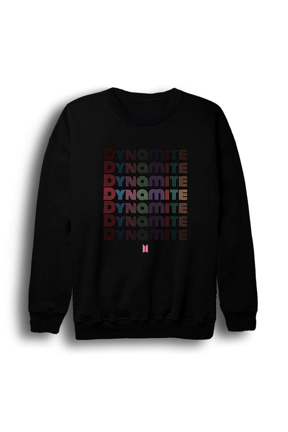 Dynamite tekrarlı renkli tipografi baskılı siyah sweatshirt