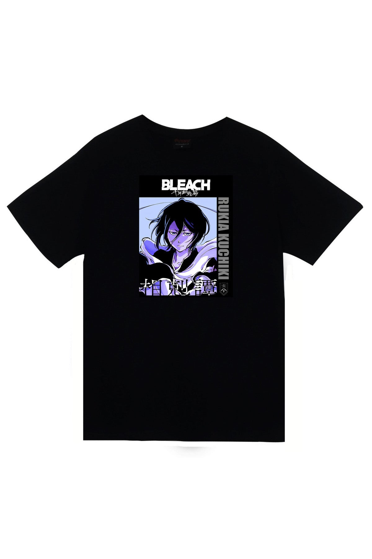 Bleach Rukia Kuchiki Anime Baskılı Unisex %100 Pamuk Siyah T-shirt