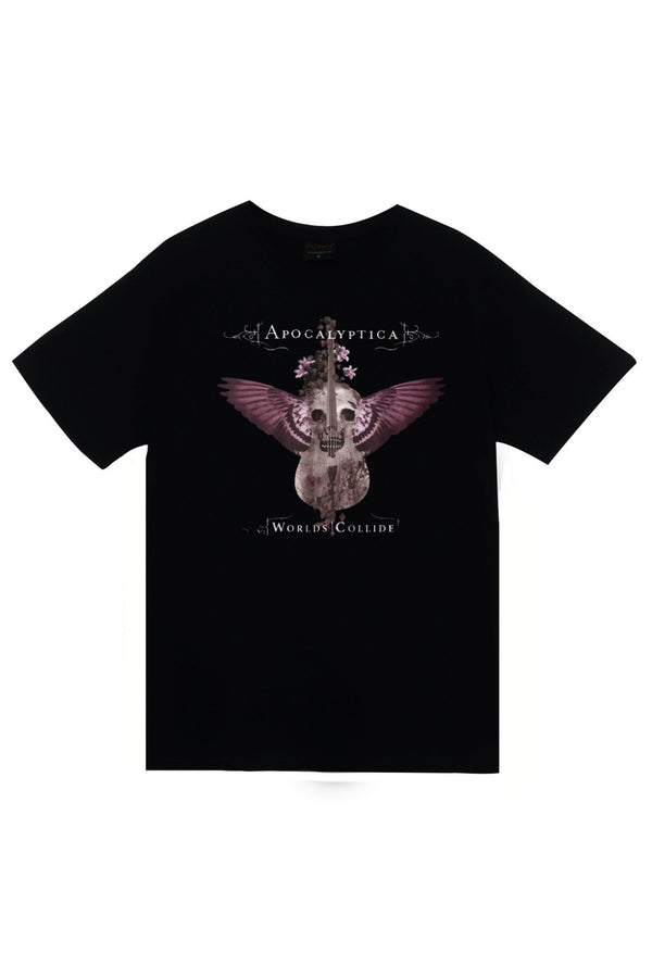 Apocalyptica Müzik, Metal Grubu Worlds Collide kanatlı çello baskılı siyah tişört