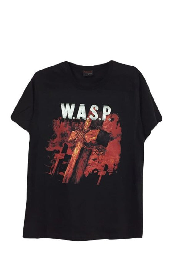 W.a.s.p baskılı siyah tişört