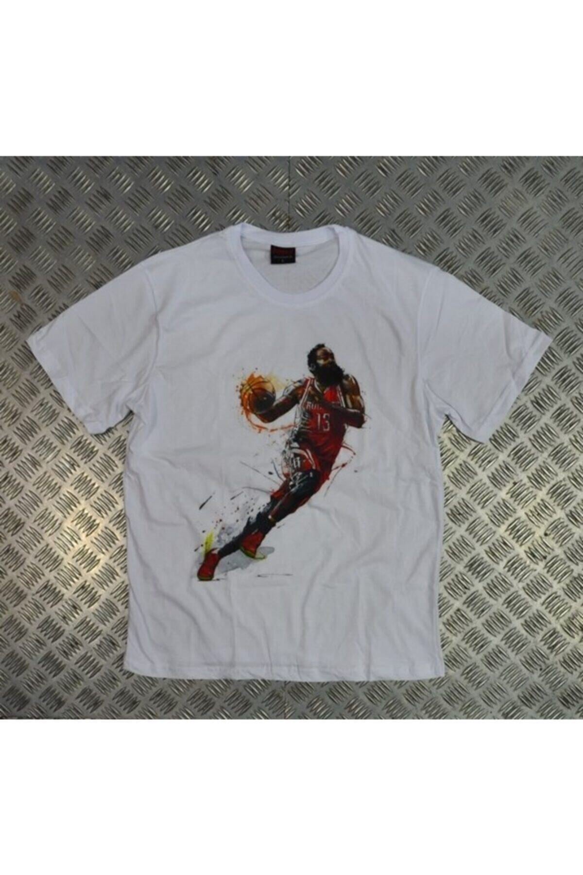 James Harden Baskılı Unisex %100 Pamuk Beyaz T-shirt