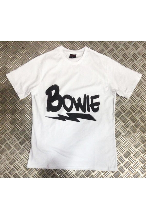Bowie baskılı beyaz tişört