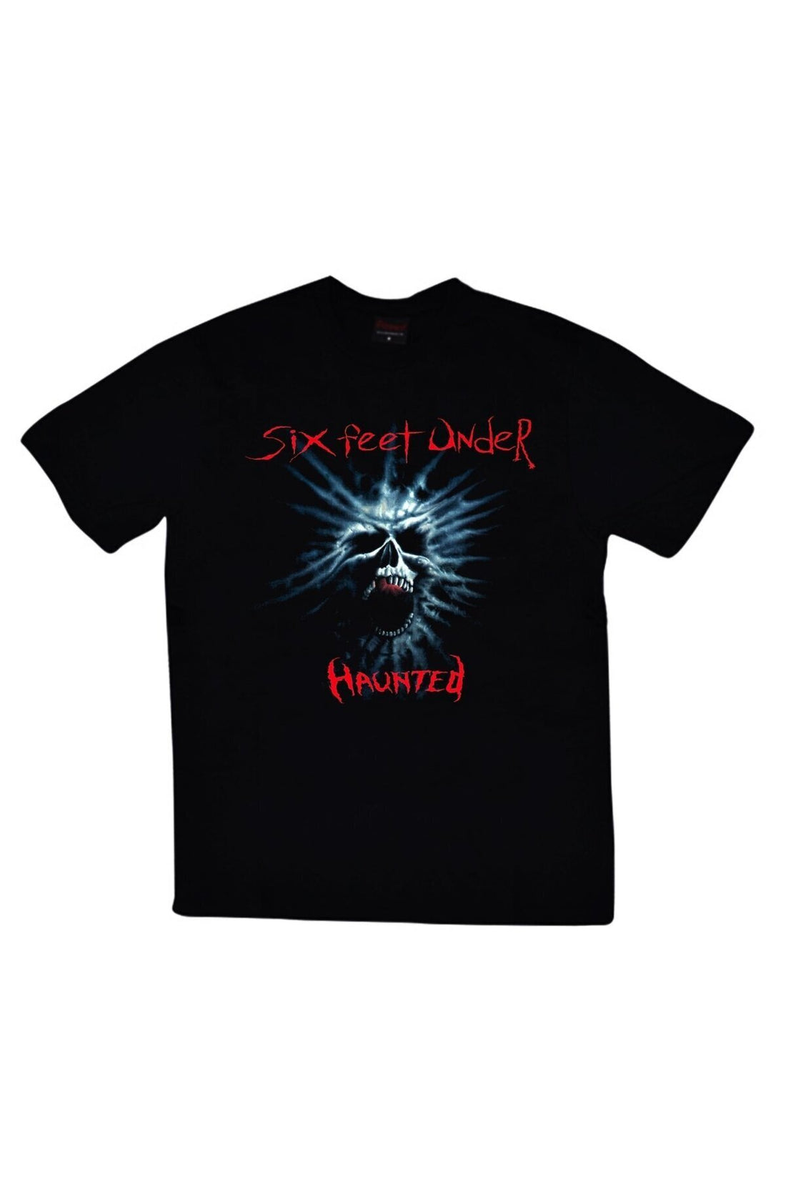 Six Feet Under Haunted baskılı siyah tişört