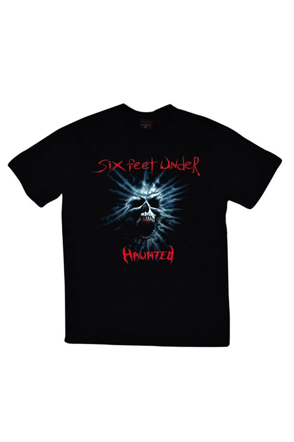 Six Feet Under Haunted baskılı siyah tişört