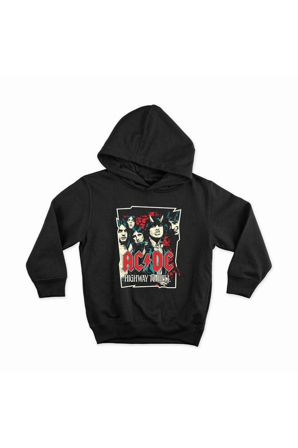 AC/DC Özel Tasarım Baskılı Unisex %100 Pamuk Kapüşonlu Sweatshirt – Siyah