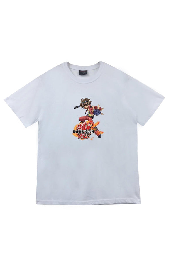 Bakugan Anime baskılı beyaz tişört