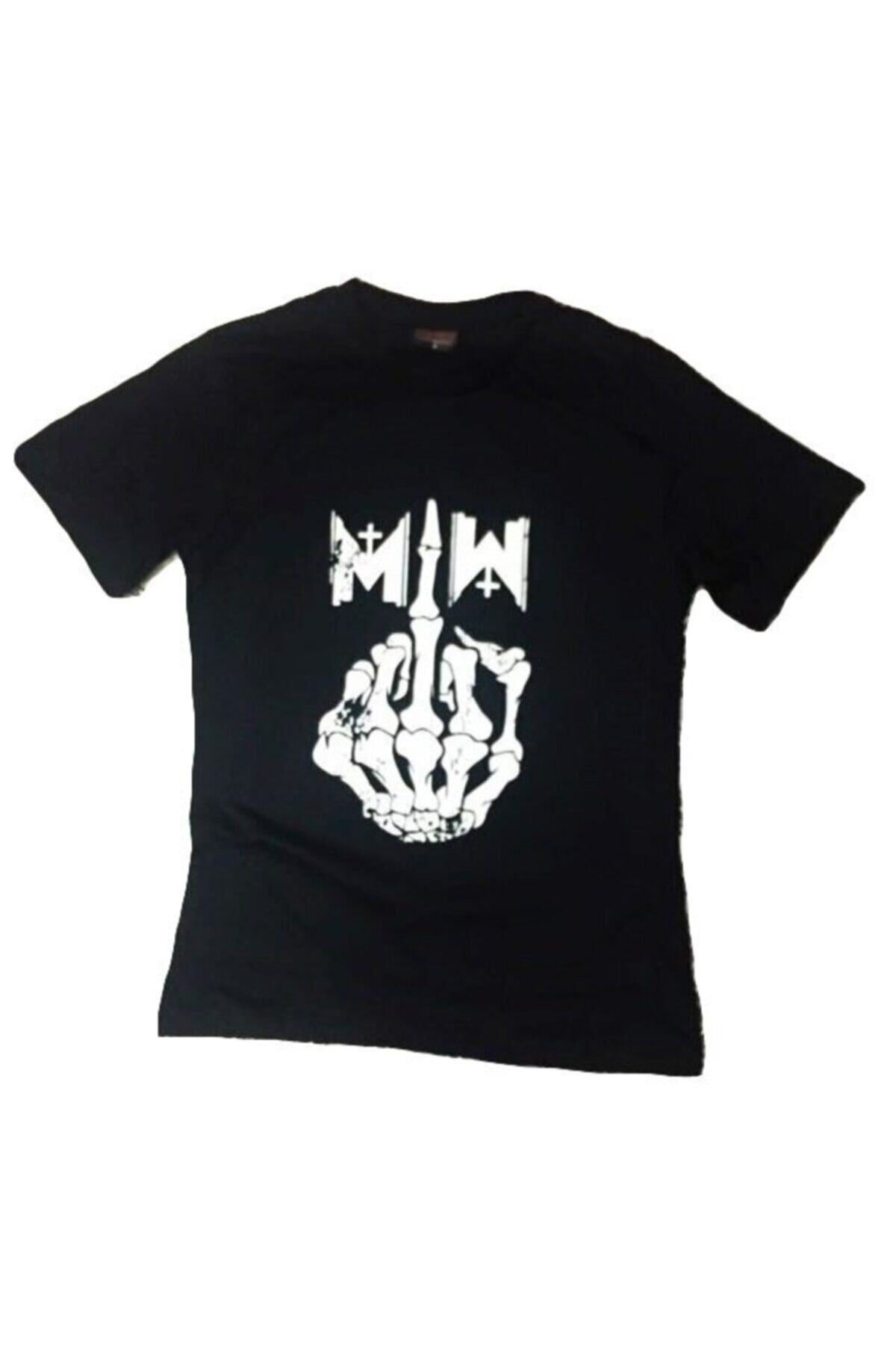 Kadın Siyah Moiıonless In White Baskılı T-Shirt